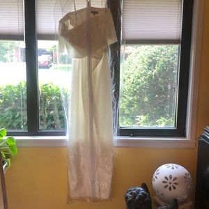 White Jovani off the shoulder jumpsuit